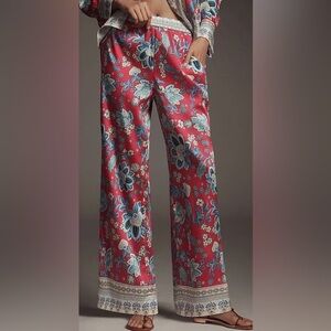 MAEVE Printed Pull-On Pants - Red Floral